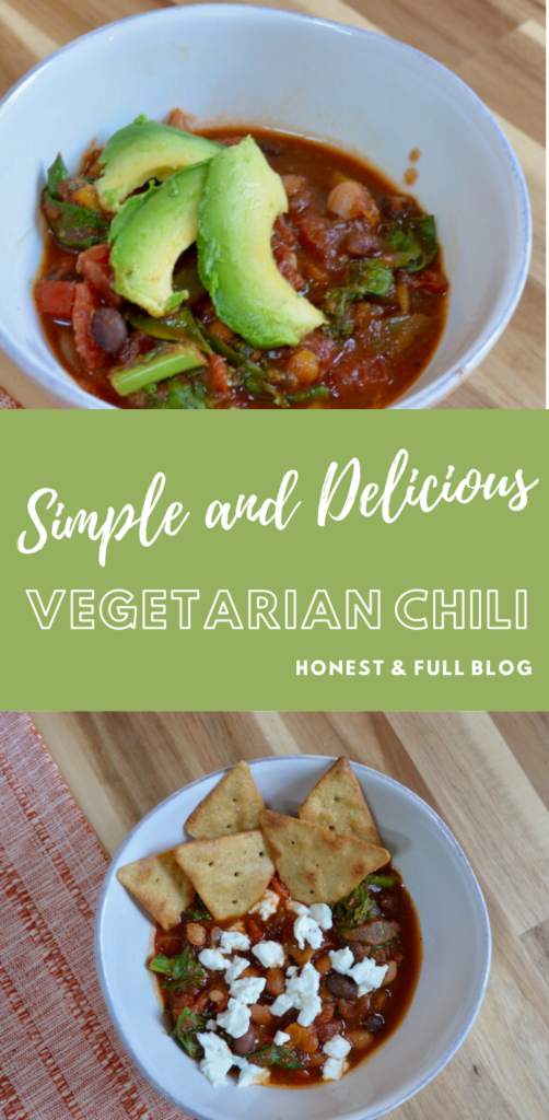 Simple and Delicious Vegetarian Chili pinterest graphic