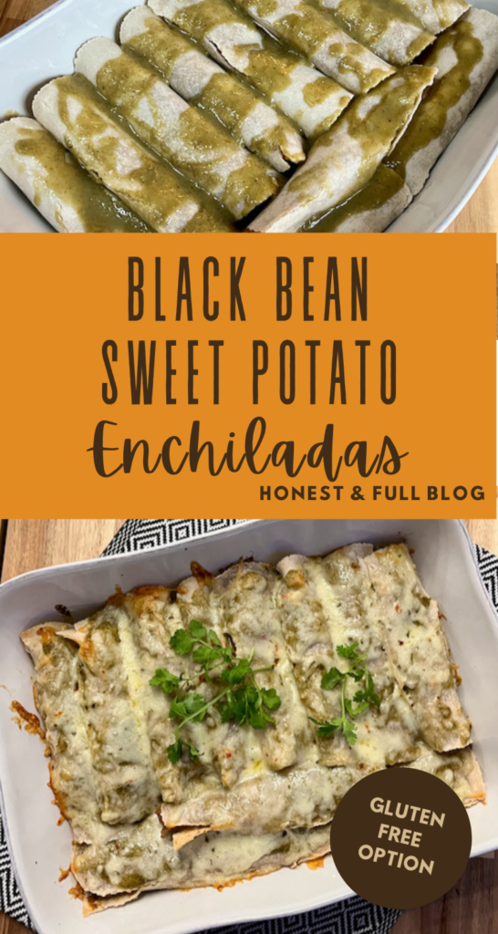 black bean sweet potato enchiladas pinterest image